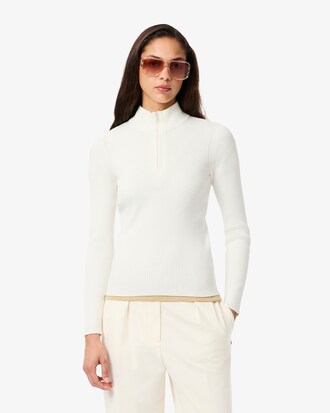 Maglione a collo alto in maglia a coste 3D