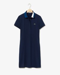 Vestito a polo da donna in piqu&eacute; di cotone elasticizzato con colletto color block