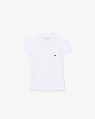 Polo in mini piqu&eacute; con colletto smerlato
