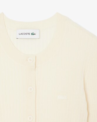 Cardigan in maglia di lana merinos a coste