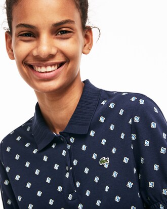 Vestito polo da donna con stampa cashmere e manica a nido d'ape Lacoste LIVE