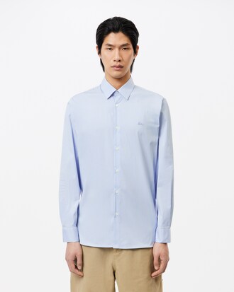 Camicia a righe in popeline stretch slim fit