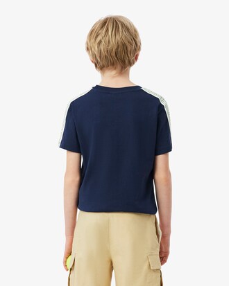 T-shirt in cotone con striscia con logo