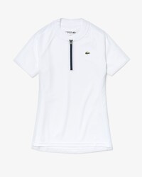 Polo da golf da donna bi-materiale traspirante con collo bomber con zip Lacoste SPORT