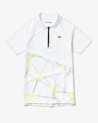 Polo da tennis da donna traspirante con stampa geometrica e colletto con zip Lacoste SPORT