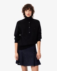 Maglione a collo alto in lana cardata