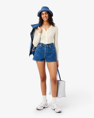 Cardigan in maglia di lana merinos a coste