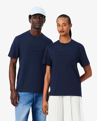 T-shirt marchio in rilievo in cotone pesante