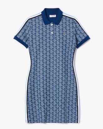 Vestito polo in jacquard con monogramma slim fit