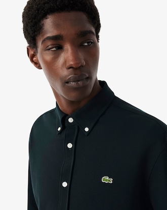 Camicia regular fit in piqu&eacute;