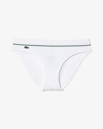 Slip in cotone a costine con coccodrillo ricamato