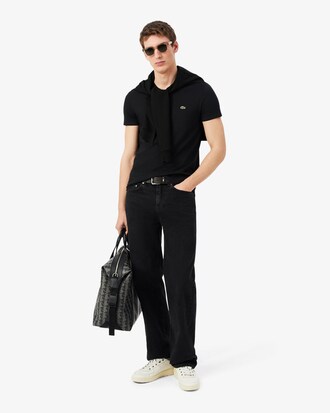 T-shirt con collo a V in jersey di cotone Pima leggero