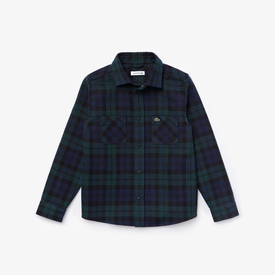 Camicia Da Bambino Taglio Classico In Flanella Di Cotone A Quadri Lacoste