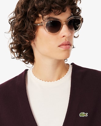 Cardigan in cotone a punto muschio con scollo a V
