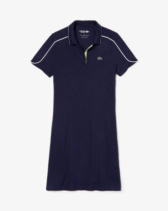Vestito a polo da donna da golf in cotone elasticizzato con scollo a v Lacoste SPORT