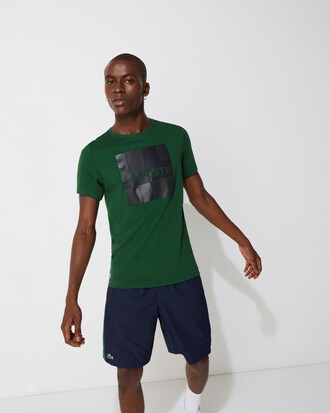 T-shirt da uomo in jersey traspirante con stampa grafica Lacoste SPORT