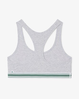 Bralette in cotone stretch con fascia a contrasto