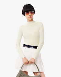 Maglione a collo alto in maglia di lana merinos a coste