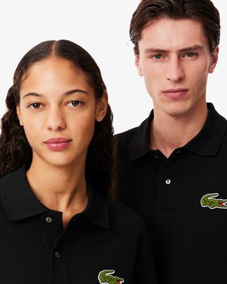 Polo loose fit in piqué con stemma L.12.12