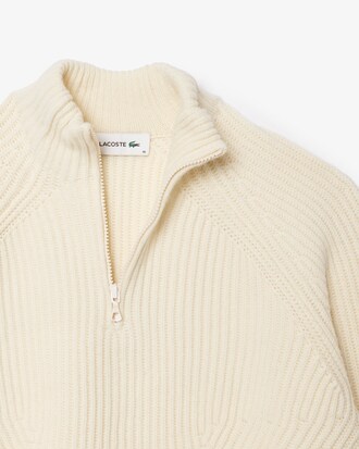 Maglione in lana a coste inglesi con collo con zip