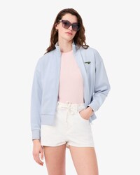 Felpa con zip e stemma relaxed fit