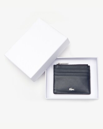 Porta carte con zip Fitzgerald in pelle con motivo color block da uomo