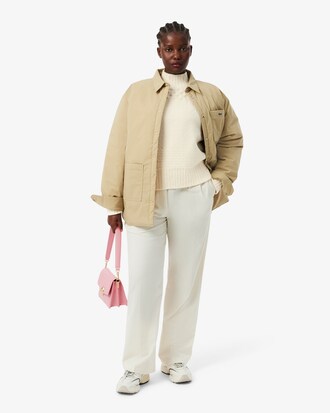 Maglione in lana a collo alto effetto patchwork