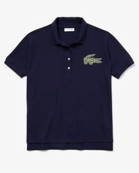 Polo da donna relaxed fit morbida in piqu&eacute; con logo multicoccodrillo