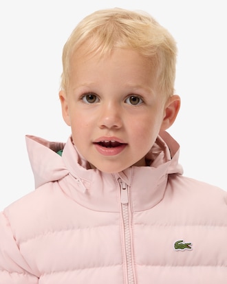 Piumino unisex con cappuccio in taffet&agrave; a rombi