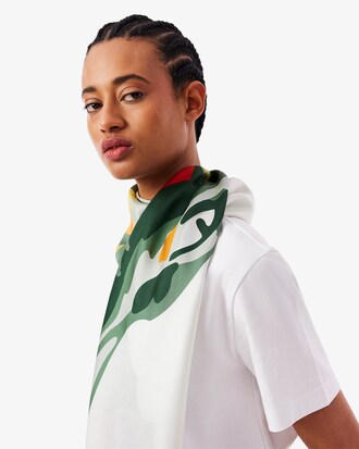 Foulard quadrato in seta con stampa Runway