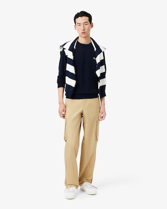 Pullover girocollo monocromatico in cotone