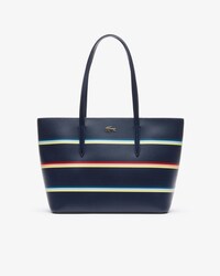 Tote bag con zip Chantaco in pelle piqué a righe colorate da donna