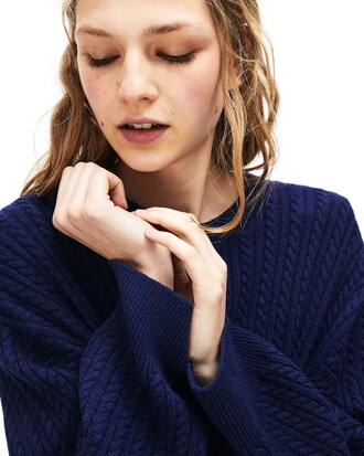 Vestito pullover da donna in maglia a trecce in misto lana e cashmere