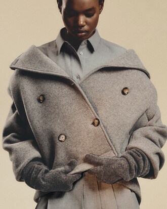 Caban corto in misto lana oversize