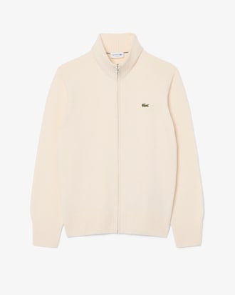 Maglione con zip in lana cardata