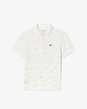 Polo in mini piqué con stampa fiore