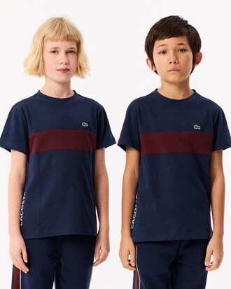 T-shirt in cotone con fascia a contrasto