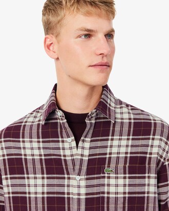 Camicia regular fit in flanella con motivo scozzese