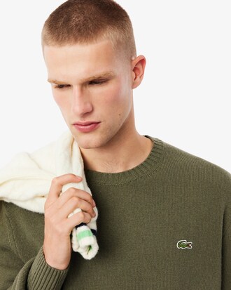 Maglione a girocollo in lana cardata