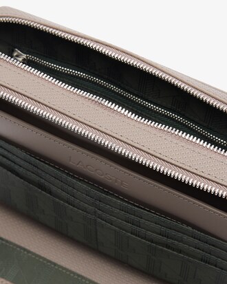 Pochette con zip in pelle effetto piqué Chantaco