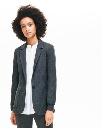 Blazer da donna in maglia spazzolata con tasche piatte