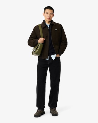 Maglione a collo alto in lana cardata con zip