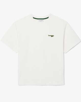 T-shirt oversize con logo in cotone taglio corto