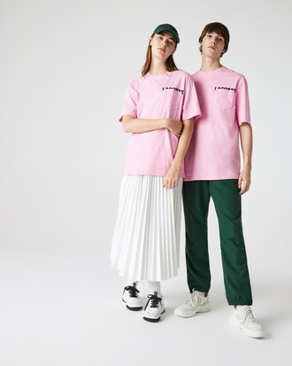 T-shirt unisex in cotone con tasca e scritta loose fit Lacoste LIVE