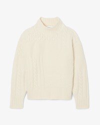 Maglione in lana a collo alto effetto patchwork