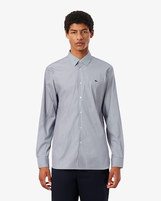 Camicia a righe in popeline stretch slim fit