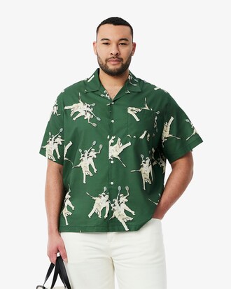 Camicia relaxed fit con stampa René Lacoste