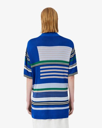 Polo oversize in piqu&eacute; di raso a righe Runway