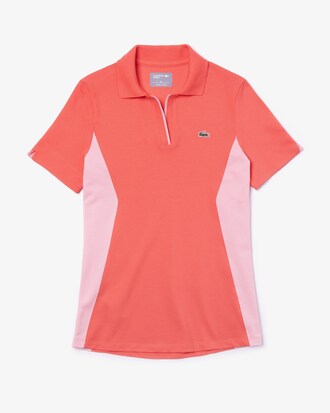 Polo da golf da donna in cotone con motivo color block e colletto aperto Lacoste SPORT