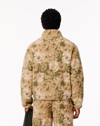 Giacca in pile con zip e motivo floreale